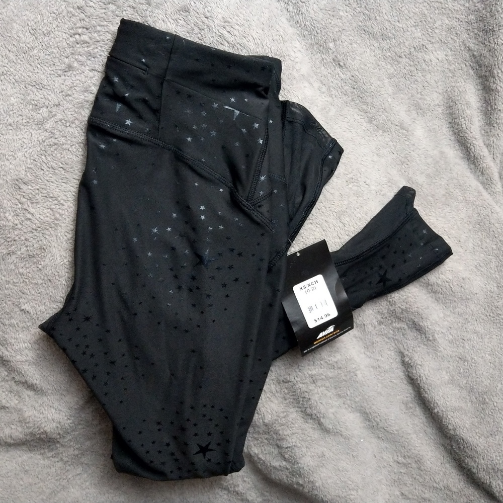 New black Avia Leggings stars mesh cut out XS